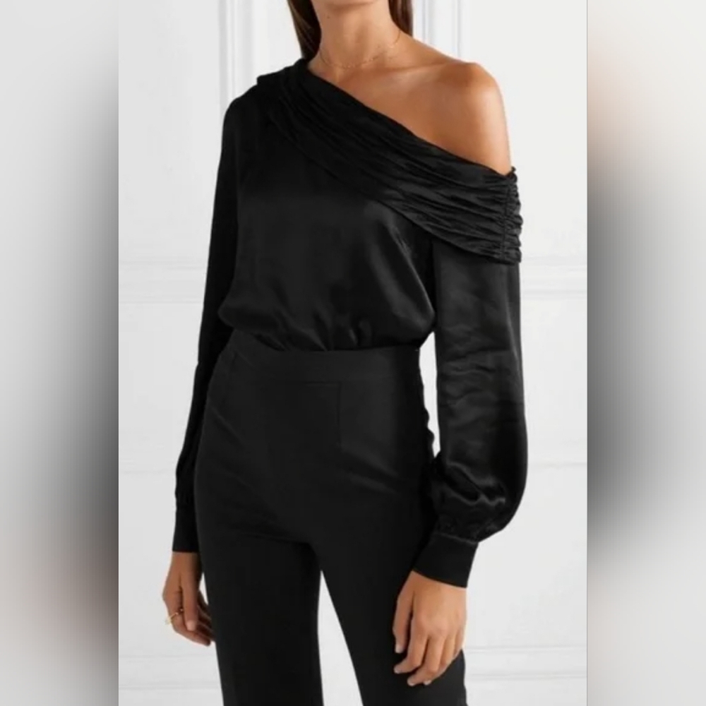 ⭐️ Rachel Zoe Melissa long sleeve satin body suit off the shoulder NWT Small